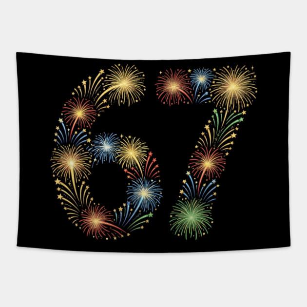 67 New Year Fireworks Celebration Tapestry by Creatifly Graphic Tees