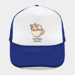 Caffeine Please Sleepy Cat Coffee Lover Design Hat