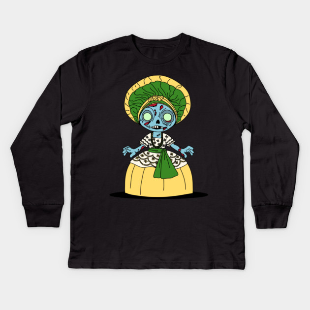 Cute Brazilian Zombie Girl Kids Long Sleeve T-Shirt by H. R. Sinclair
