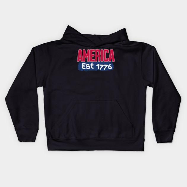 America Est 1776 Kids Hoodie by Pixel Threads 