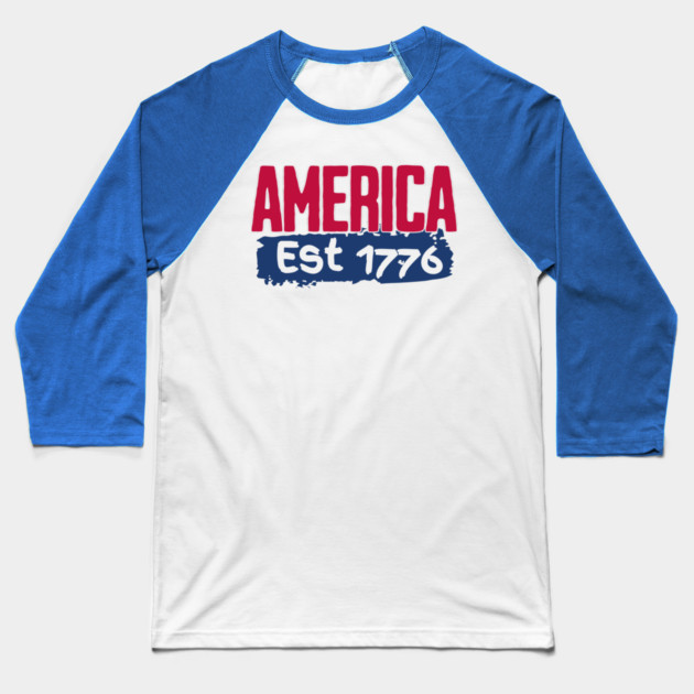 America Est 1776 Baseball T-Shirt by Pixel Threads 