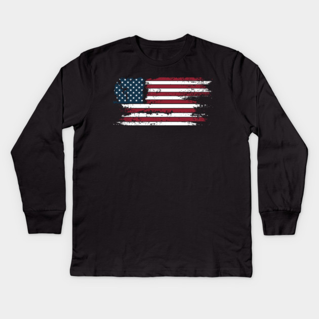 Us Flag Kids Long Sleeve T-Shirt by Pixel Threads 