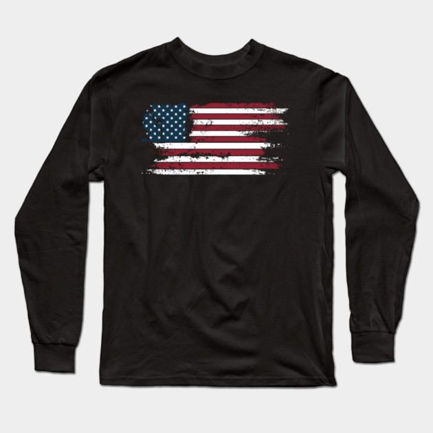 Us Flag Long Sleeve T-Shirt by Pixel Threads 