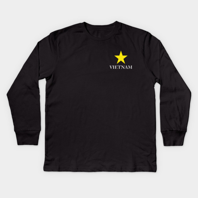Vietnam Heritage - Proud Vietnamese Star - Minimalist Back Print Map Kids Long Sleeve T-Shirt by Pixel Threads 