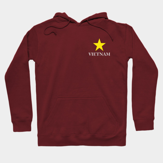 Vietnam Heritage - Proud Vietnamese Star - Minimalist Back Print Map Hoodie by Pixel Threads 