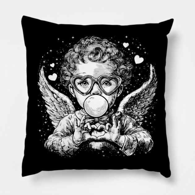 Cupid Valentine Blowing Bubble Pillow by JessArty