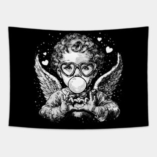 Cupid Valentine Blowing Bubble Tapestry