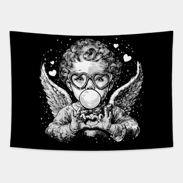 Cupid Valentine Blowing Bubble Tapestry by JessArty