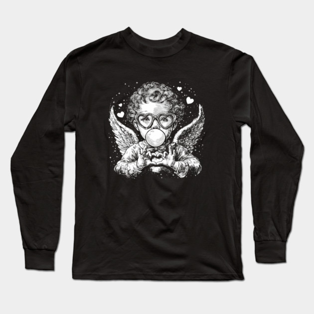 Cupid Valentine Blowing Bubble Long Sleeve T-Shirt by JessArty