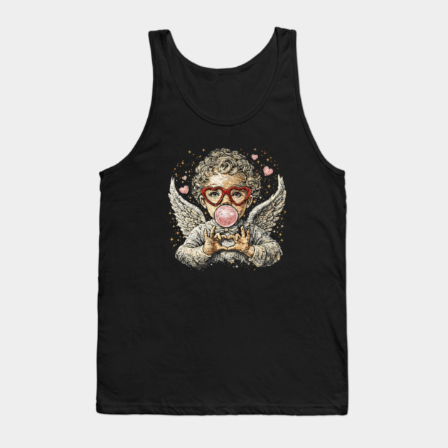Cupid Blowing Bubble Valentine Tank Top by JessArty
