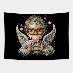 Cupid Blowing Bubble Valentine Tapestry