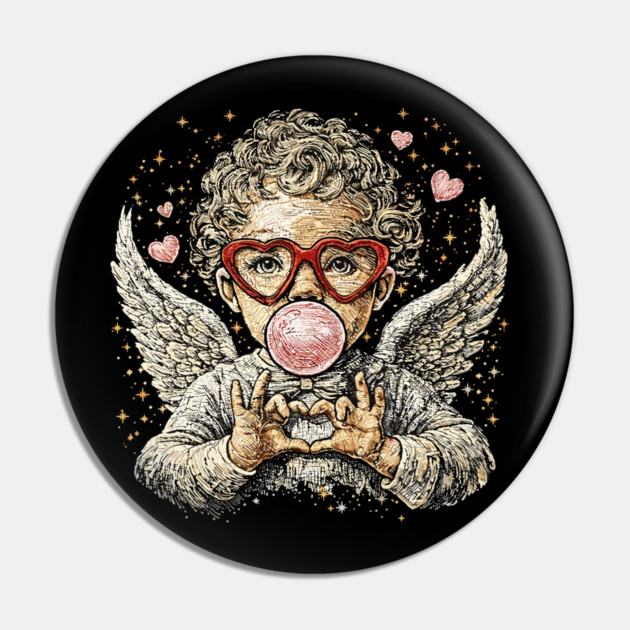 Cupid Blowing Bubble Valentine Pin by JessArty