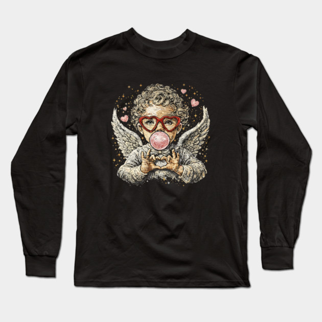 Cupid Blowing Bubble Valentine Long Sleeve T-Shirt by JessArty