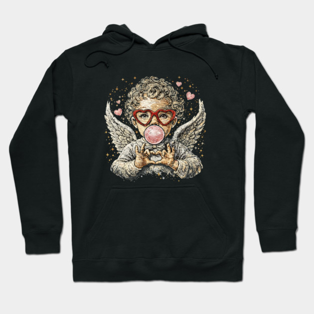 Cupid Blowing Bubble Valentine Hoodie by JessArty