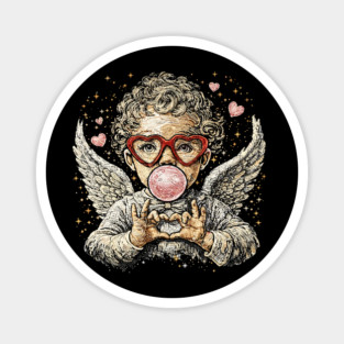 Cupid Blowing Bubble Valentine Magnet