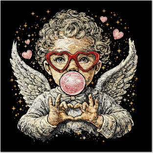 Cupid Blowing Bubble Valentine Posters and Art