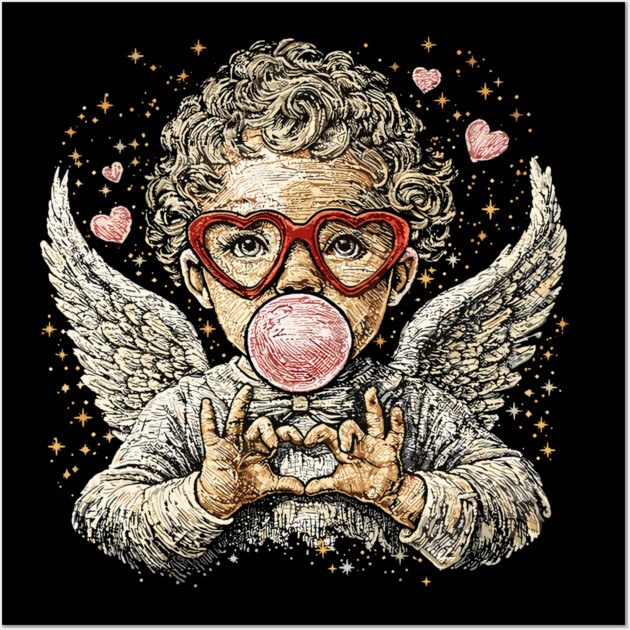 Cupid Blowing Bubble Valentine Wall Art by JessArty