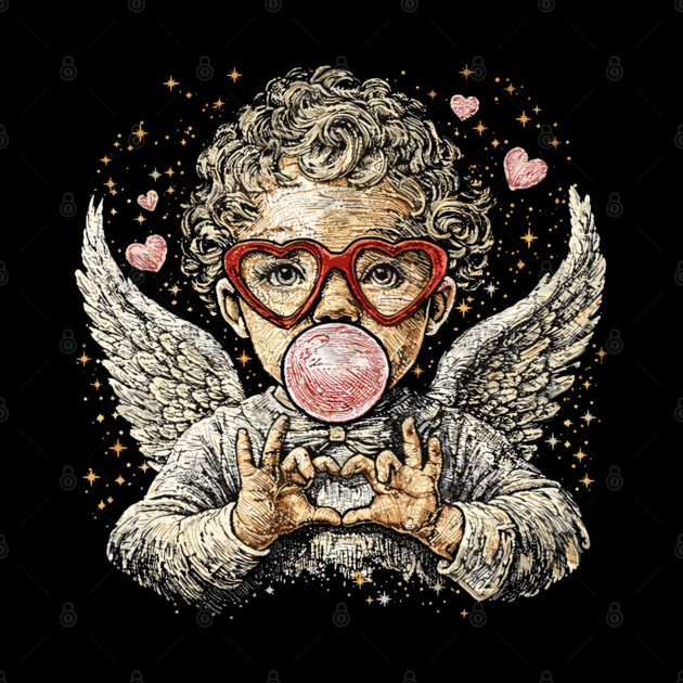 Cupid Blowing Bubble Valentine by JessArty