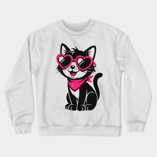 Cheeky Black Cat Crewneck Sweatshirt by CreativeSage