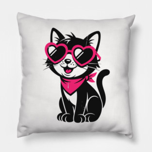 Cheeky Black Cat Pillow