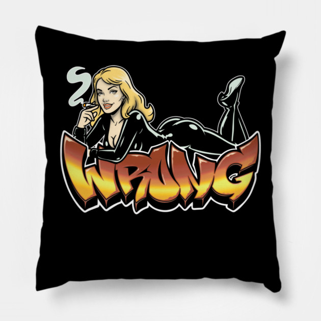Pinup Blonde Pillow by Wrongteeshirt