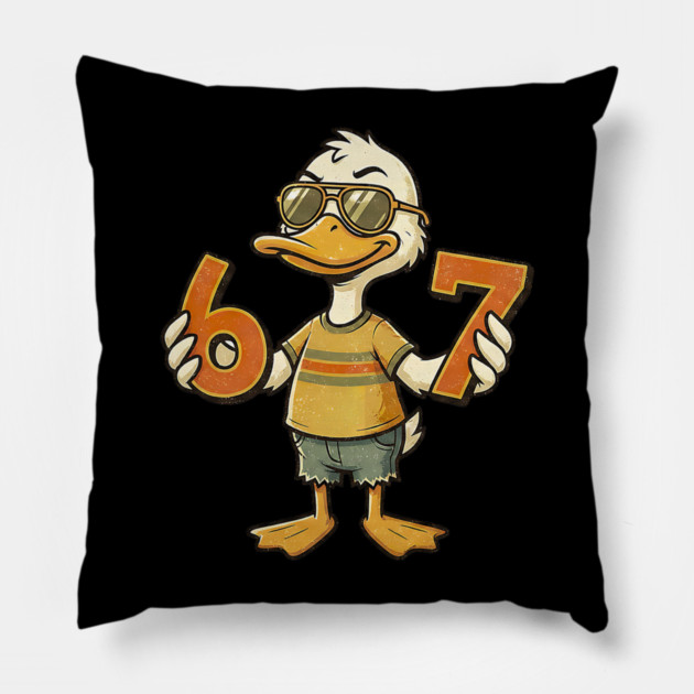 67 Meme Cute Duck 6 7 Funny Six Seven Pillow by yangho