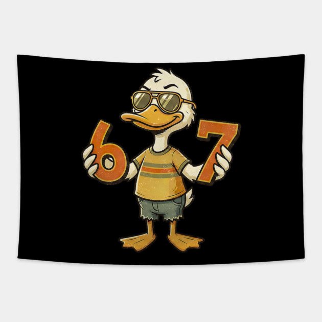 67 Meme Cute Duck 6 7 Funny Six Seven Tapestry by yangho