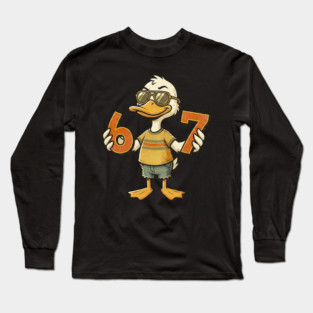 67 Meme Cute Duck 6 7 Funny Six Seven Long Sleeve T-Shirt