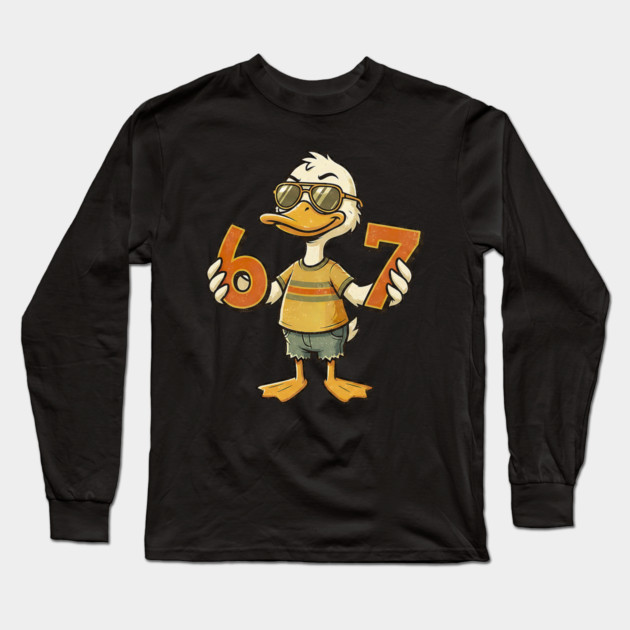 67 Meme Cute Duck 6 7 Funny Six Seven Long Sleeve T-Shirt by yangho