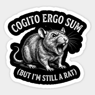 Cogito Ergo Sum (But I'm Still A Rat) Philosophy Humor Sticker