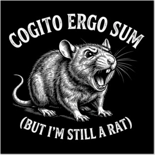 Cogito Ergo Sum (But I'm Still A Rat) Philosophy Humor Posters and Art