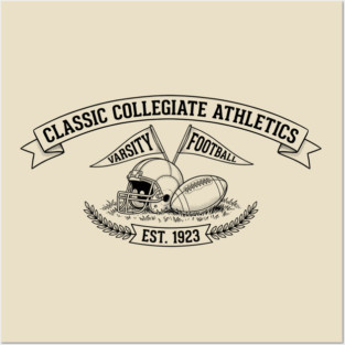 Classic Collegiate Athletics Varsity Football Est. 1923 Posters and Art