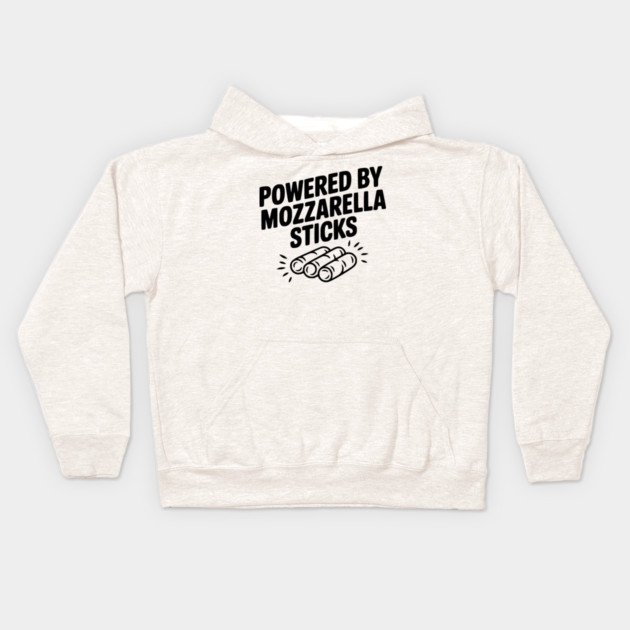 Powered by Mozzarella Sticks Kids Hoodie by Frank Ring