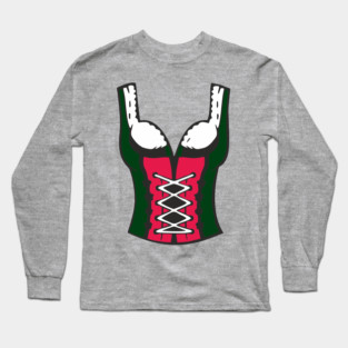 Oktoberfest Corset Top German Dirndl Costume Party Long Sleeve T-Shirt