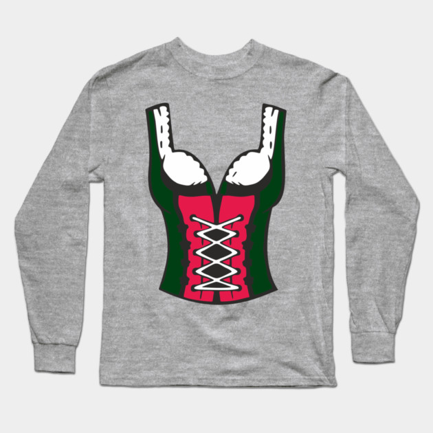 Oktoberfest Corset Top German Dirndl Costume Party Long Sleeve T-Shirt by Anticorporati