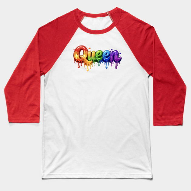 Queen in Multicolor Baseball T-Shirt by FirstClassQueen