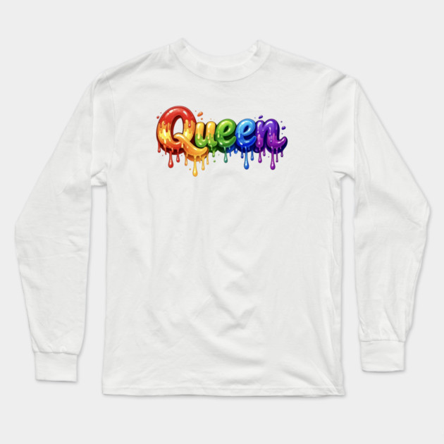 Queen in Multicolor Long Sleeve T-Shirt by FirstClassQueen