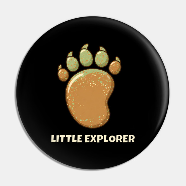 Cute Baby Bigfoot - Little Explorer - Kids & Toddler - Special Edition Front & Back Print Pin by Pixel Threads 