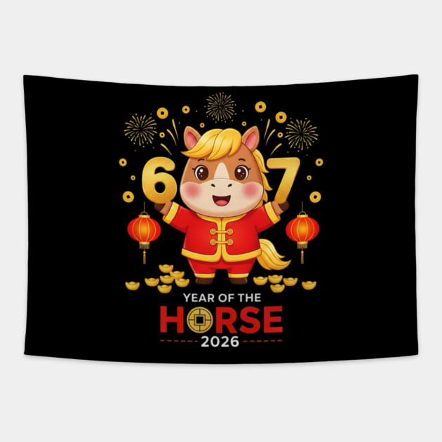 67 Meme Funny Chinese New Year 2026 Year Of The Horse Tapestry by yangho