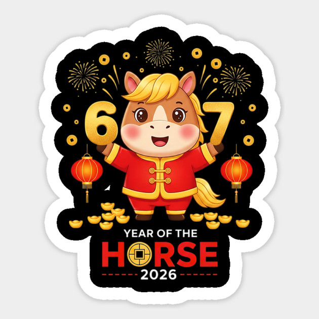 67 Meme Funny Chinese New Year 2026 Year Of The Horse Sticker by yangho