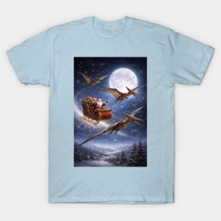 Santa’s Sleigh Pulled by Pterodactyls T-Shirt
