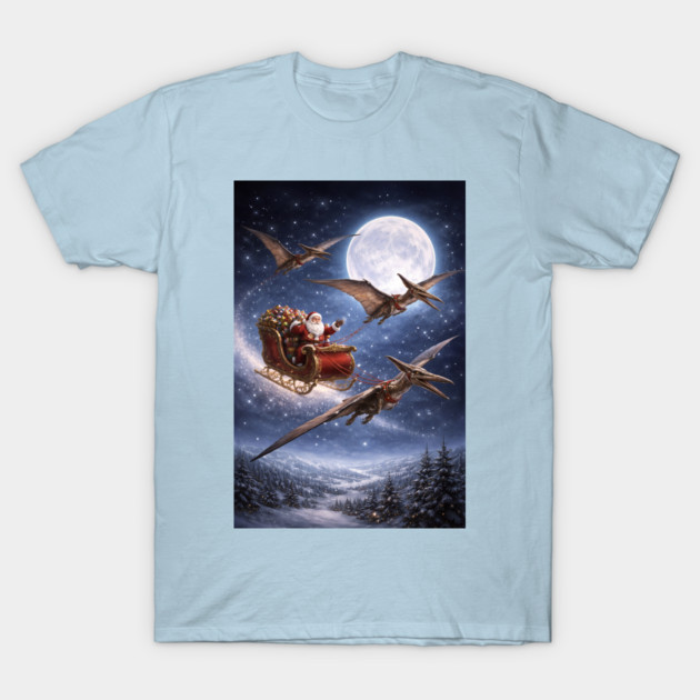 Santa’s Sleigh Pulled by Pterodactyls T-Shirt by DonWillisJrArt