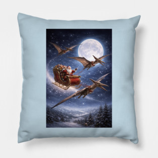 Santa’s Sleigh Pulled by Pterodactyls Pillow