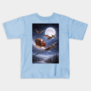 Santa’s Sleigh Pulled by Pterodactyls Kids T-Shirt
