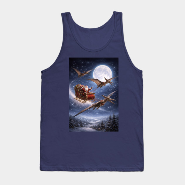Santa’s Sleigh Pulled by Pterodactyls Tank Top by DonWillisJrArt