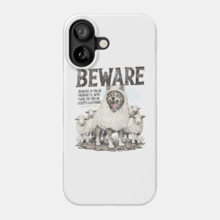 Beware Wolf In Sheep’s Clothing Shirt Christian Graphic Tee Matthew 7 15 Bible Verse False Prophet Warning Vintage Unisex T Shirt Phone Case