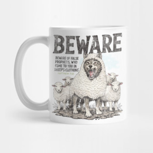 Beware Wolf In Sheep’s Clothing Shirt Christian Graphic Tee Matthew 7 15 Bible Verse False Prophet Warning Vintage Unisex T Shirt Mug