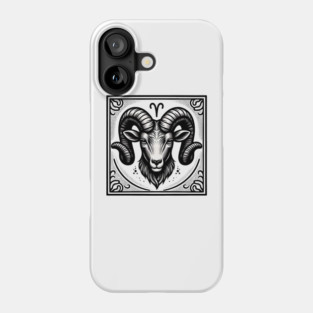 Aries Zodiac Sign: Retro Woodcut Style Illustration Phone Case