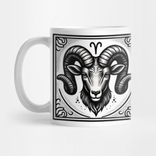 Aries Zodiac Sign: Retro Woodcut Style Illustration Mug
