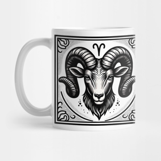 Aries Zodiac Sign: Retro Woodcut Style Illustration by Pixel Threads 
